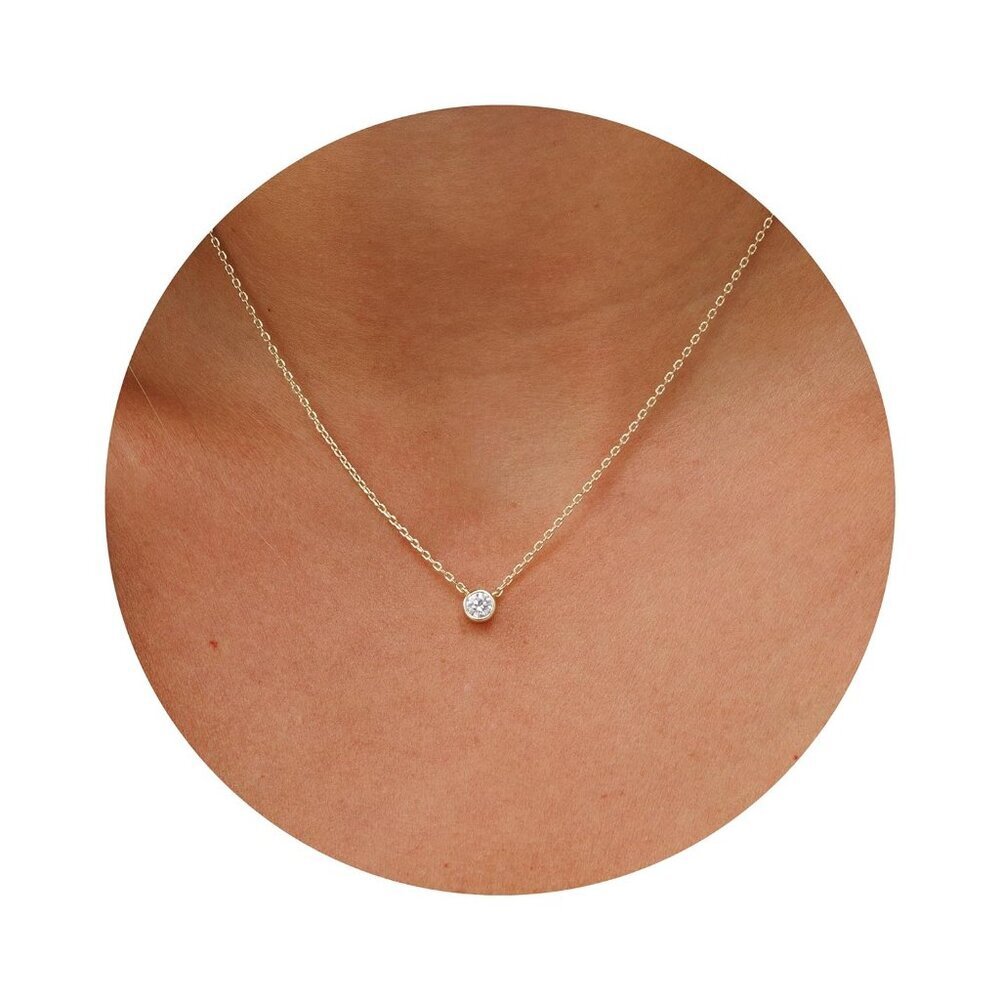 Dainty Necklace - Gold Plated 18" Choker for Women with Dainty Small Round Faux